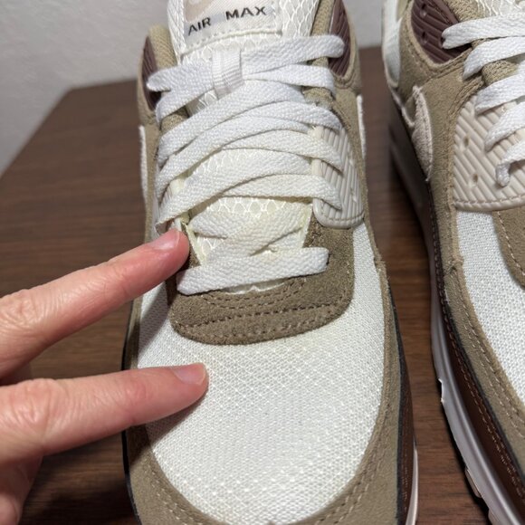 Nike Mens Air Max 90 Sneaker Shoes Size 10.5 Summit White Khaki Tan Brown Sporty - Picture 4 of 14